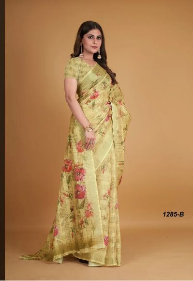 Printed Jute Cotton Saree, Occasion : Casual Wear