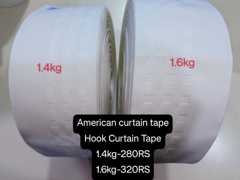 White Polyester Hook Curtain Tape, Pattern : Plain