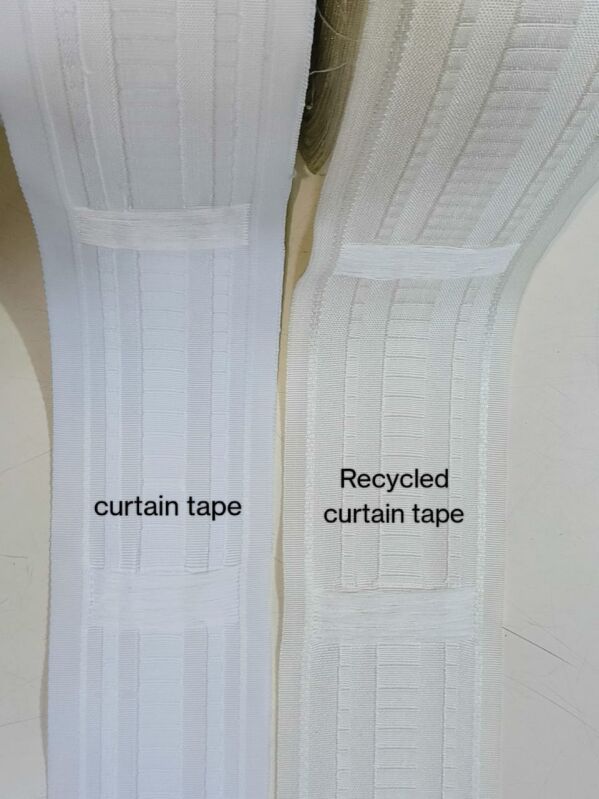 White Polyester Recycled Curtain Tape, Pattern : Plain