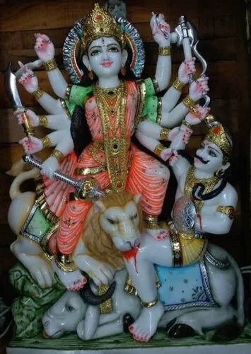 Marble Durga Statue, For Worship, Color : Multicolor