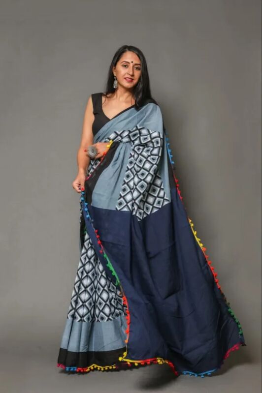 Cotton Hand Block Printed Saree