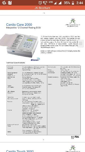Automatic ECG Machine, for Medical Use, Certificate : CE Certified