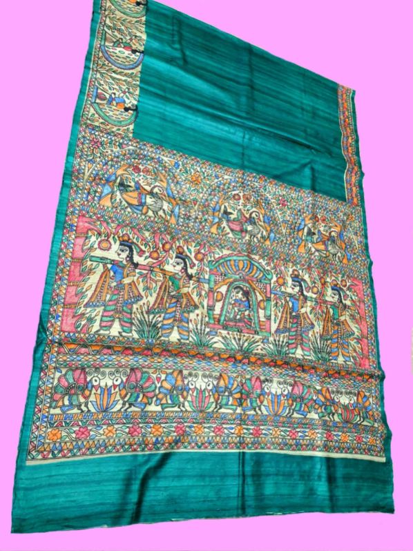 Palav Printed Unstitched Madhubani Saree, Speciality : Shrink-Resistant