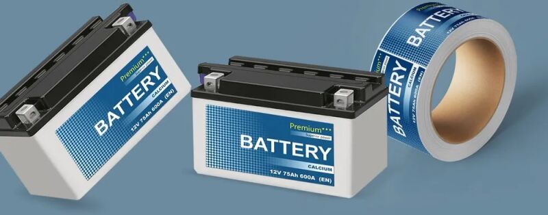 Blue MBR Flexibles PVC Battery Sticker, Pattern : Printed