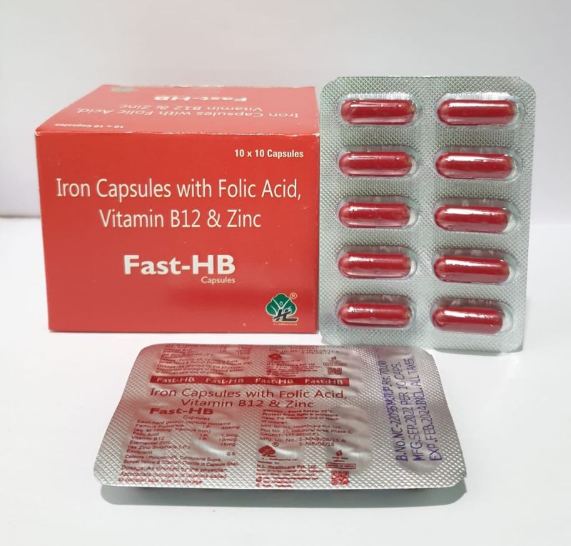 Ferric fumarate folic acid capsule, Certification : ISO-9001: 2015 Certified