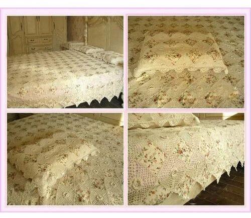 Crochet Bedsheet, Size : 90 x108 Inch