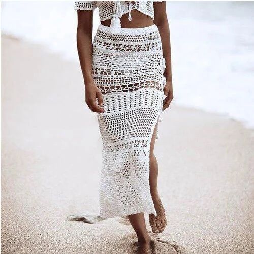 Handmade Crochet Skirt, Color : White