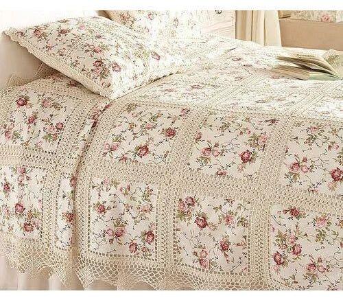 Printed Crochet Bedsheet, Size : 90 x108 Inch