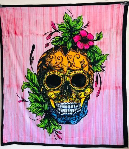 Cotton Skull tapestry Wallhangings, for Home, Shape : Rectangular