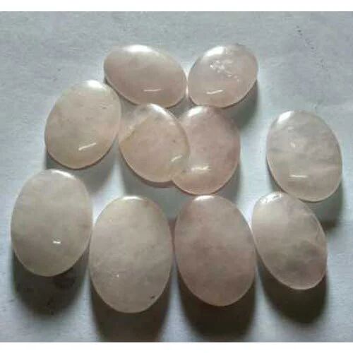 Gemstone Rose Quartz Oval Stone, Color : Light Pink