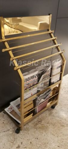 Klassic Rack Stainless Steel Newspaper Display Stand, Color : Golden