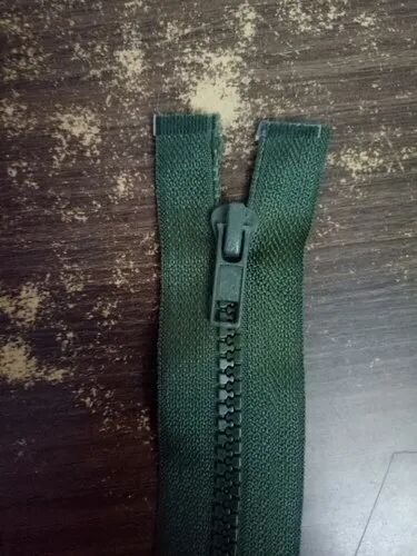 Green PVC Zipper, Pattern : Plain
