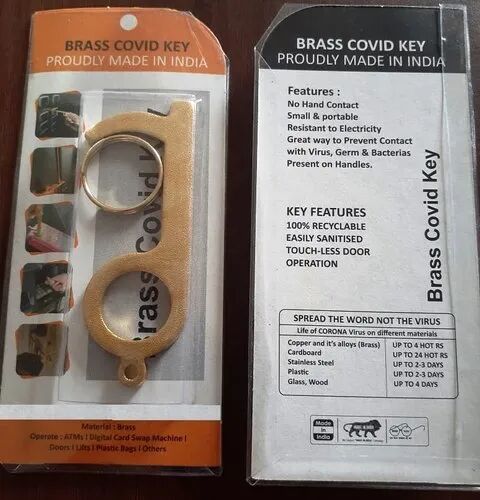 Brass Covid Safety key, Color : Bronze