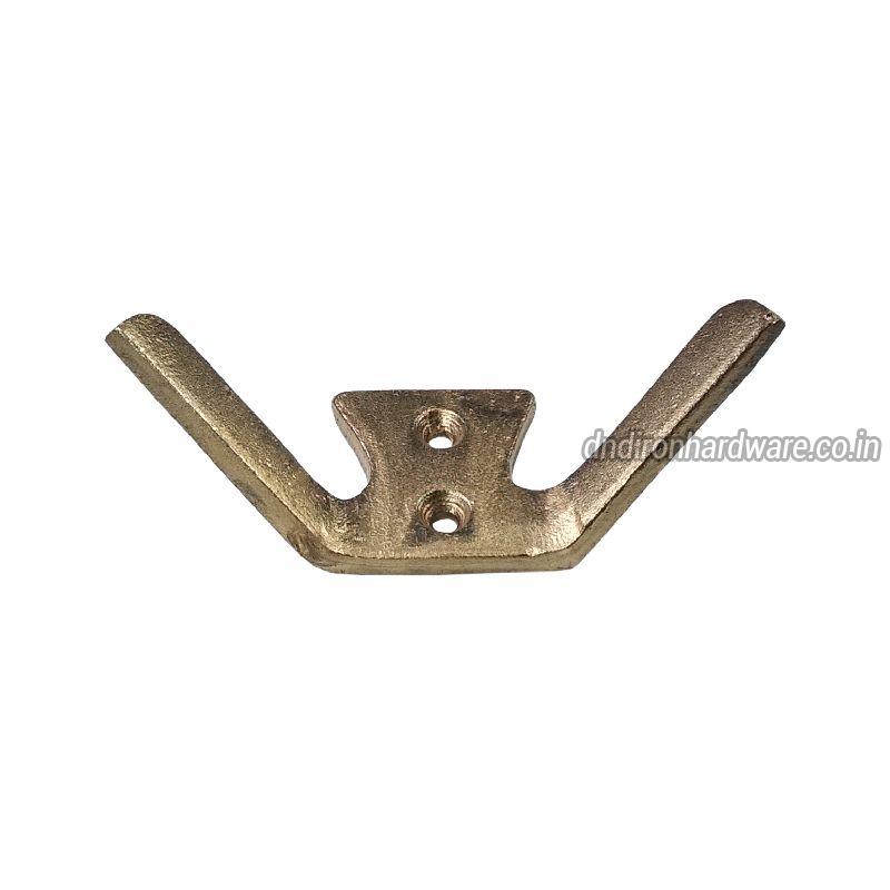 cast iron antique brass finish double coat hook