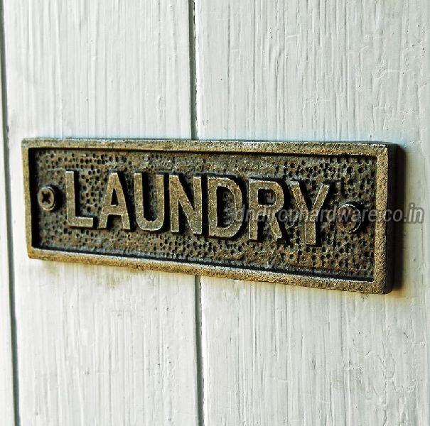 Cast Iron Laundry Room Door Plate Sign