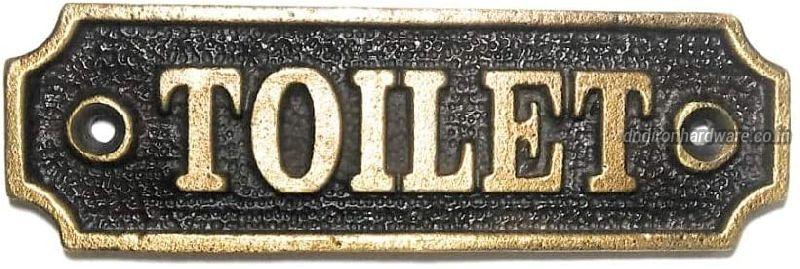 Cast Iron Toilet  Sign Plate Brass Antique In Plating  [Toilet ]
