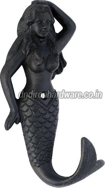 Fish shaped cast iron coat hook, Color : black