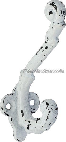 White cast iron coat hook