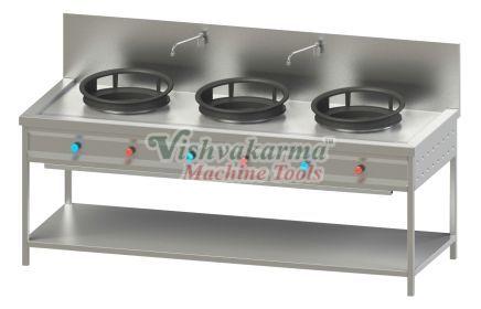 Manual 3 Burner Chinese Cooking Range, for Commercial Kitchen