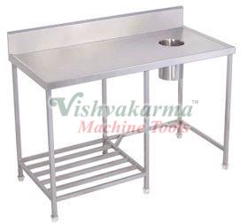 Polished Stainless Steel Kitchen Garbage Table
