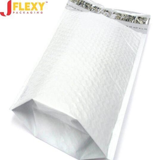 Poly Bubble Mailer Expandable Gusset Jacket, Color : White