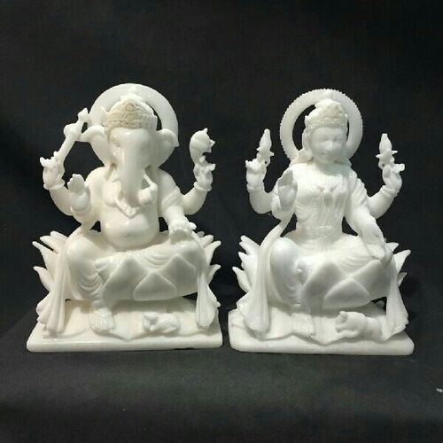Ganesh Laxmi Marble Statue, for Temple, Worship, Length : 0-1ft, 1-2ft, 2-4ft