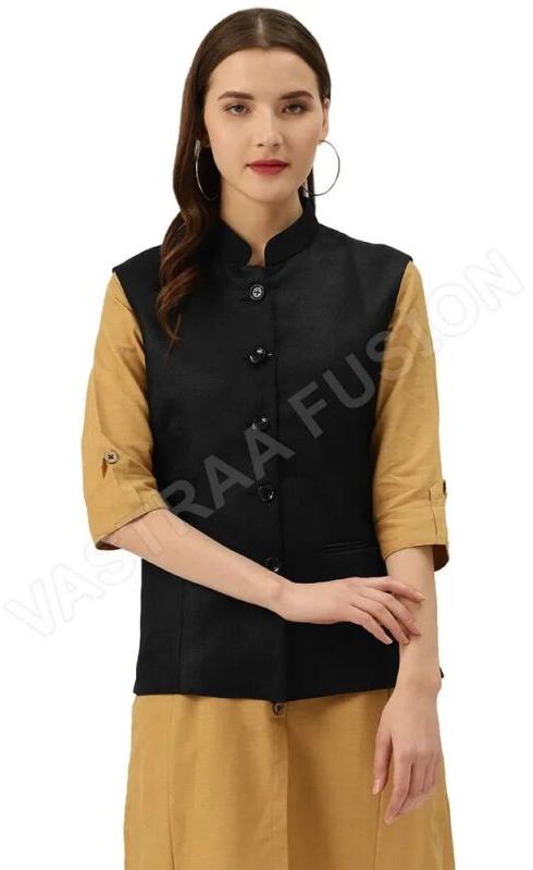 Vastraa Fusion Plain Womens Ethnic Nehru Jacket, Occasion : Casual Wear