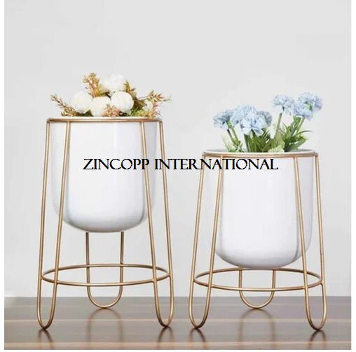 Zincopp Planter Pot With Stand Set Of 2
