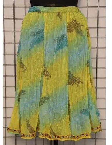 Printed Women Casual Chiffon Skirt, Size : S-M-L-XL