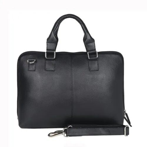 Black Plain Leather Office Bag, Gender : Men