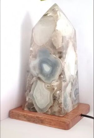 Grey Agate Table Lamp, Shade Shape : Dome