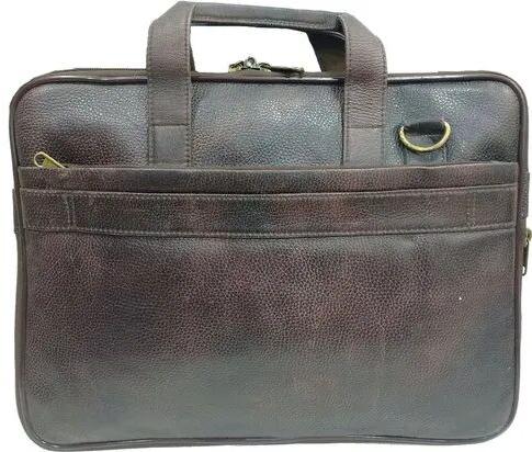Brown Plain Leather Laptop Bag, Size : 14x16 Inch