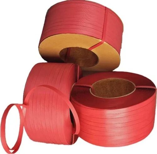 Red PP Box Strapping Roll, Pattern : Plain