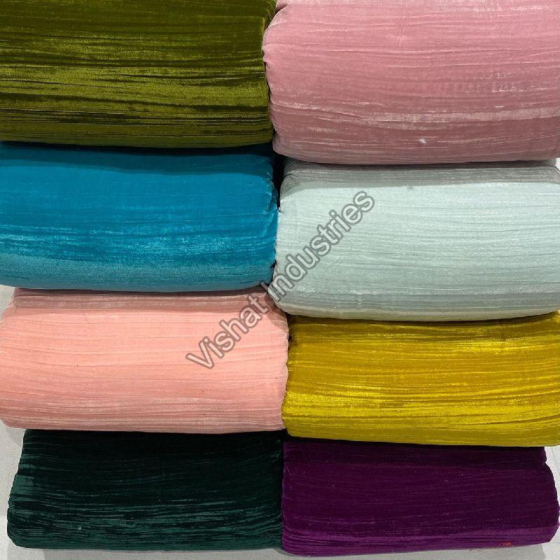 Multicolor Crushed Velvet Fabric, for Garments, Size : Multisizes