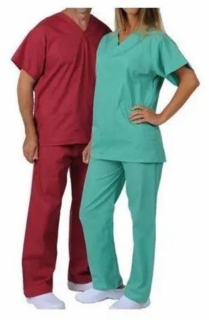 Half Sleeves Cotton Hospital Medical Scrub Suits, Pattern : Plain