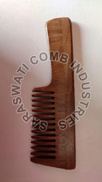 Handmade Neem Wood Handle Comb, for Home, Color : Brown