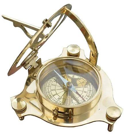 Golden Brass sundial compass, Packaging Type : Box