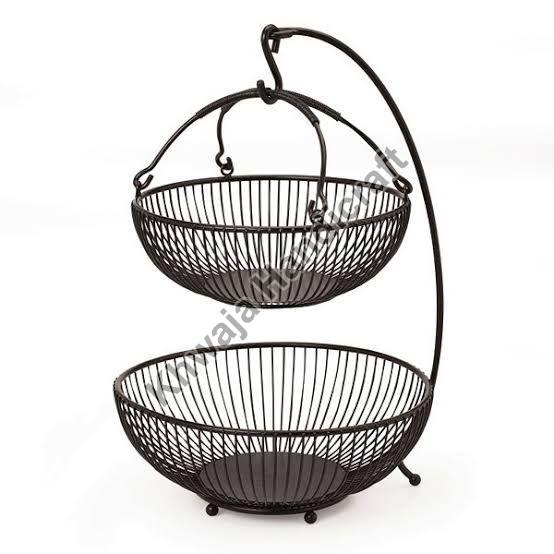 Iron 2 tier bowl Basket with stand