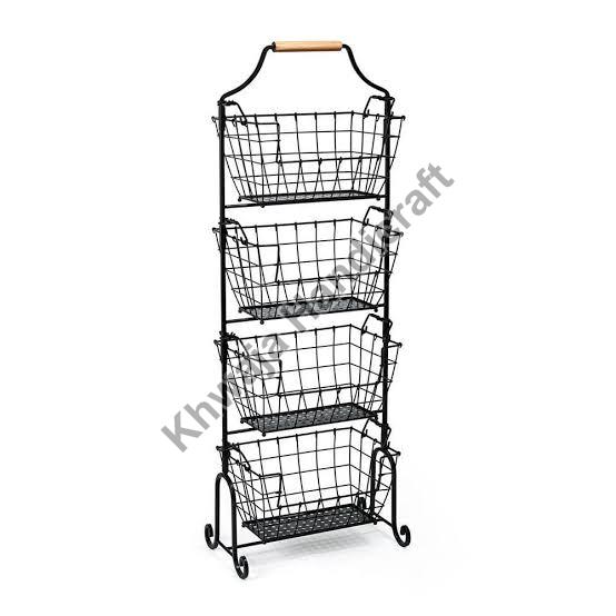 Iron four tier Basket with stand, Feature : High Quality