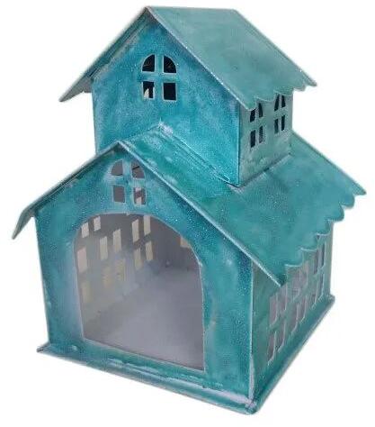 Iron Decorative Bird House, Color : Blue