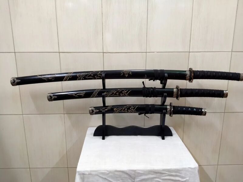 Black Wooden Samurai Sword Set