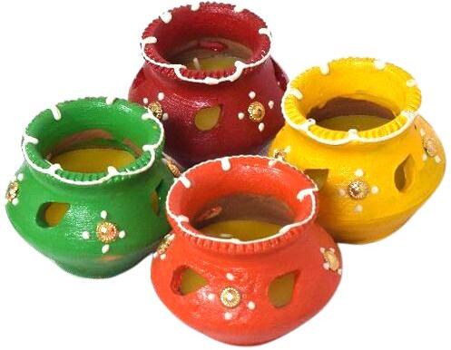 Decorative Clay Pot, Color : Red, Green, Yellow, Orange