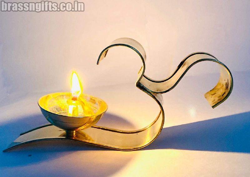 Brass Om Diya, for Pooja, Size : Multisize