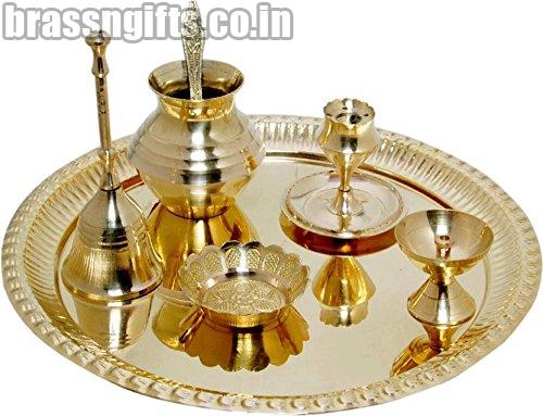Brass pooja thali, Shape : Round