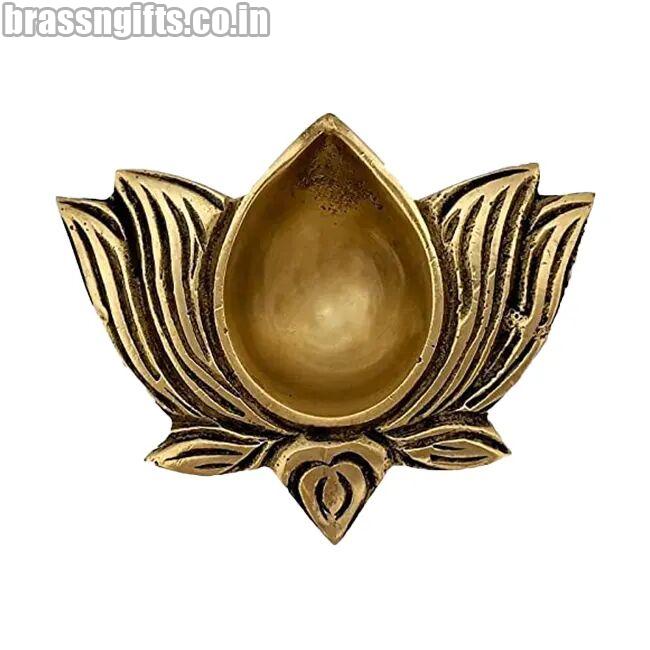 Lotus Shape Brass Diya, Size : Multisize