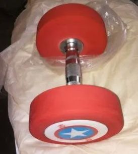 Round Metal Captain America Dumbbells, for Gym Use, Handle Type : Straight