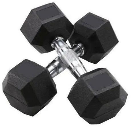 Black Polished Metal Hex Dumbbells, for Gym Use, Feature : Hard Structure, Rust Proof