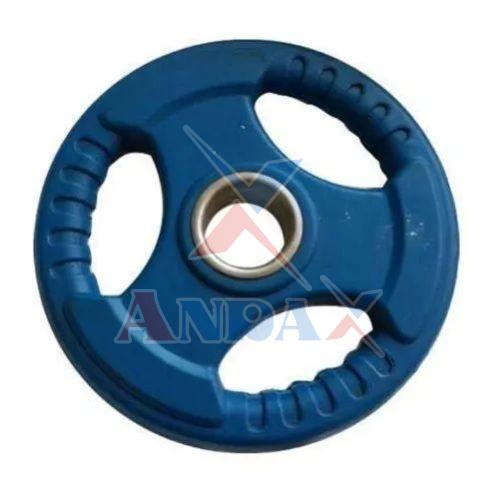 Blue Round Rubber Encased Iron 3 Cut Weight Plate, for Gym, Feature : High Strength, Optimum Quality