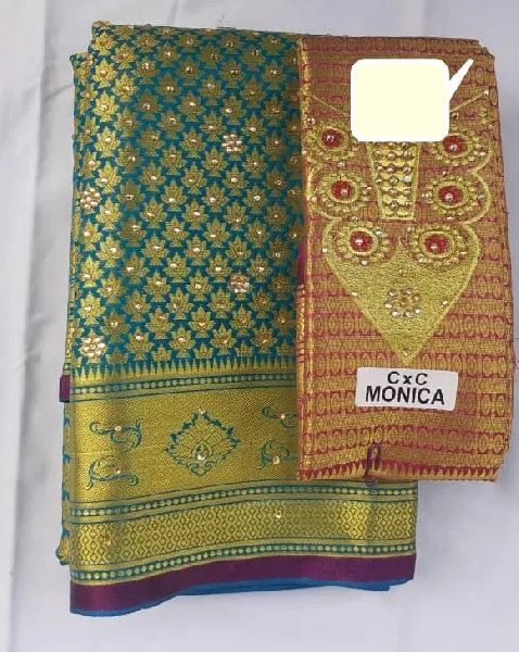 Brocade Zari Work Sarees, Occasion : Party wear, Wedding Wear