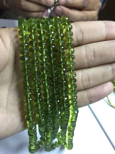 Natural Gemstone Peridot Beads Mala, Color : Green